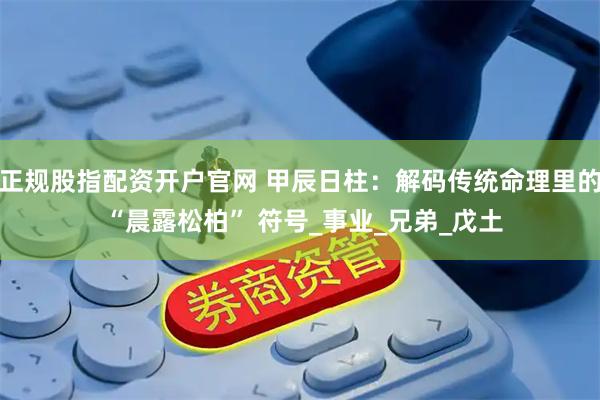 正规股指配资开户官网 甲辰日柱：解码传统命理里的 “晨露松柏” 符号_事业_兄弟_戊土
